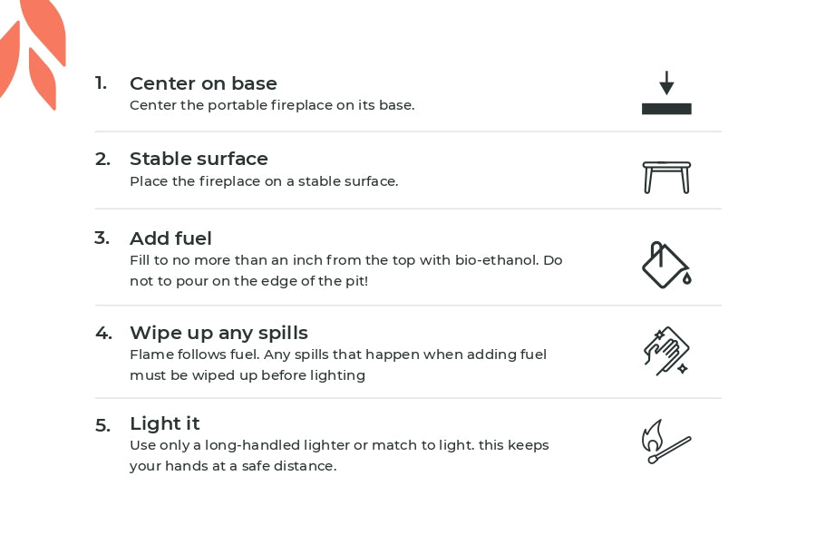 steps to use flaime fireplace